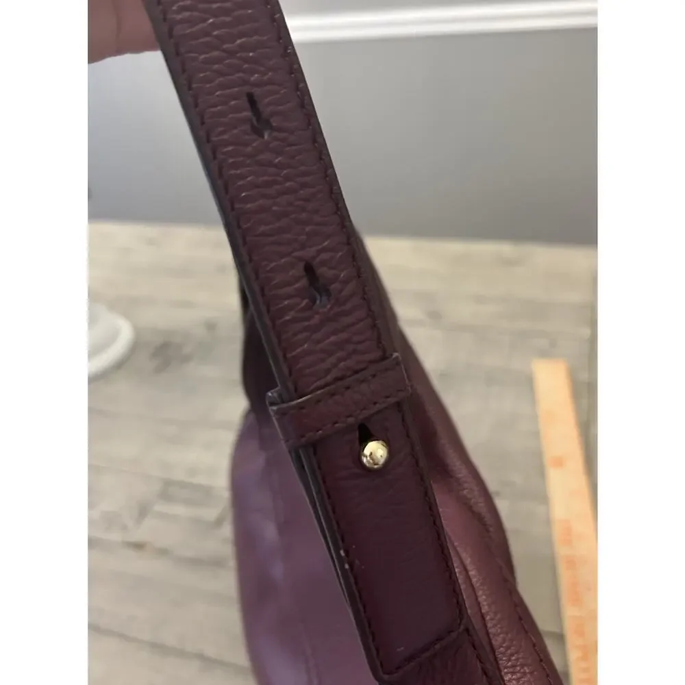 Marc Jacobs The Groove Hobo Large Fold Over‎ Bag Burgundy Pebbled Leather